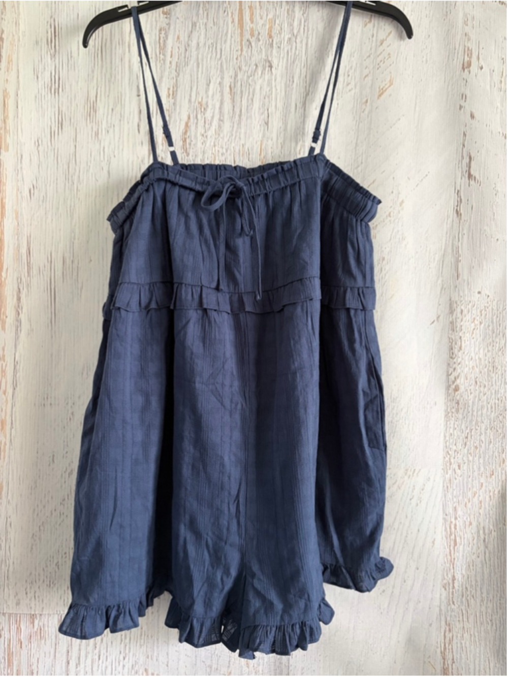 Women's New In Navy Ruffled Romper L
